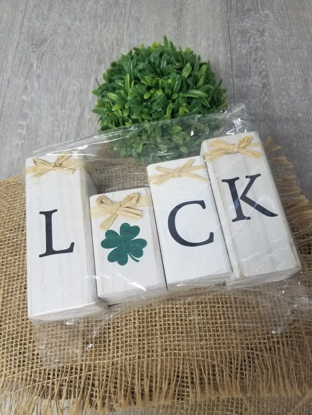 Luck Of The Irish Wooden Block Candle Holders